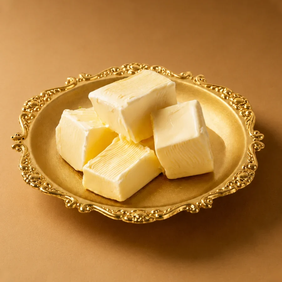 Cultured butter on a gilded plate