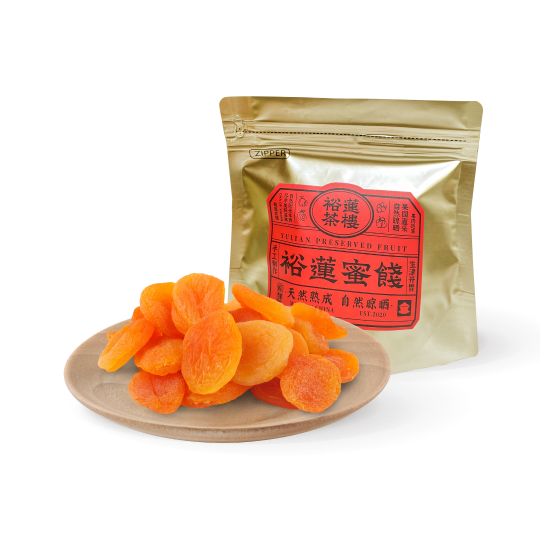 Yulian preserved apricot, pouch and plate
